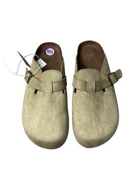 Cliffs by White Mountain Men’s Beige Suede Clog Slippers Buckle Strap Size 10.5